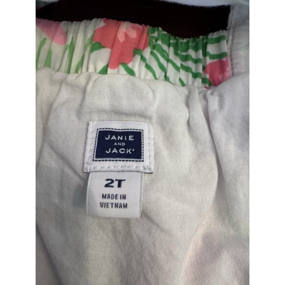 Janie and Jack Toddler Girl 2T Pink Green White Sleeveless Tropical Print Top - Picture 7 of 7
